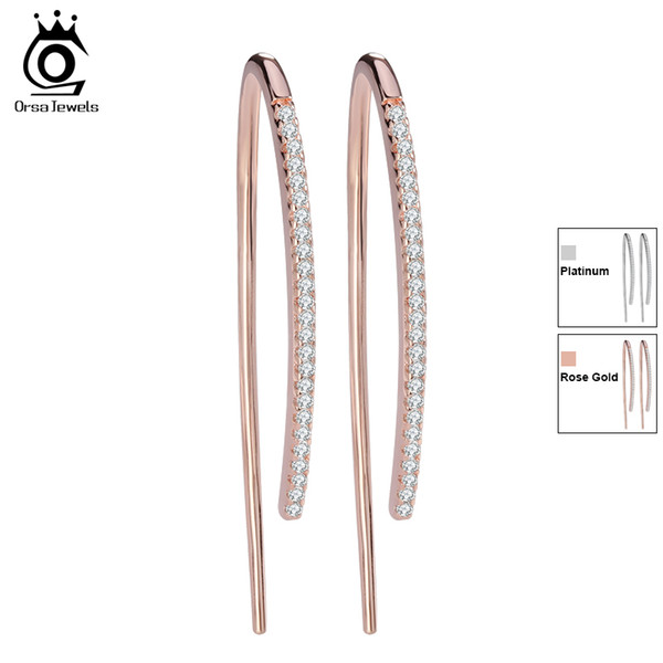 ORSA New Arrival Beautiful Rose Gold Earring for Women Micro Paved CZ Earring For Girls and Women OE121