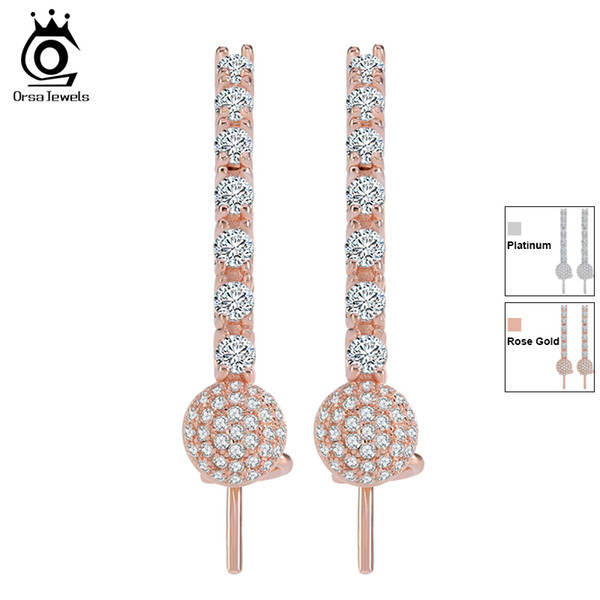 ORSA JEWELS Luxury Women Earring Stud Cubic Zircon Simple Design Trendy Party Earrings For Female Fashion Jewelry OEE114