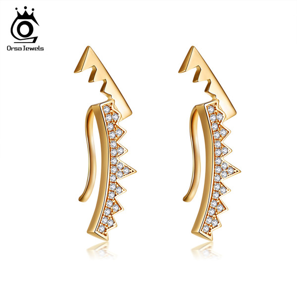 ORSA JEWELS Women Drop Earrings Vampire's Fangs Shape With CZ Silver Color Gold-color Hook Design Female Party Jewelry OE199