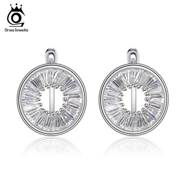 ORSA JEWELS Female Stud Earrings Silver Colors Earrings for Women Unique Round Shape Fashion Earrings For Women Fashion Jewelry OE184