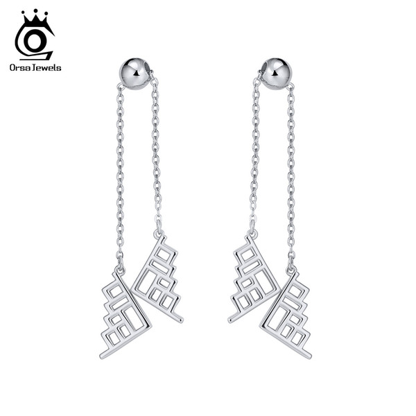 ORSA JEWELS Dangle Earrings Women Adjustable Long Chain Tassel Earring Original Chinese Ancient Window Pattern Jewelry OE197