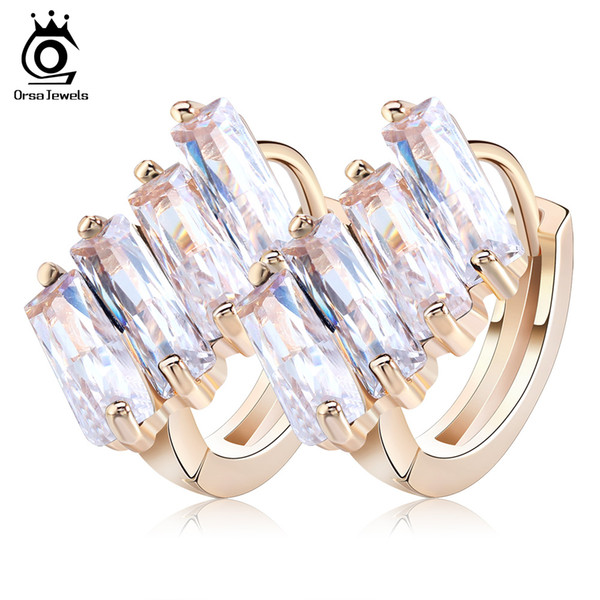 ORSA JEWELS 2017 Unique Design Cute Ear Stud Earrings with Shiny Austrian Crystal Zircon Ear Fashion Jewelry Best Gift OME32