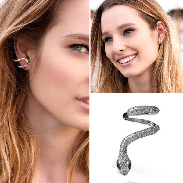 Imitation platinum punk earring zircon individuality snake left ear single earring