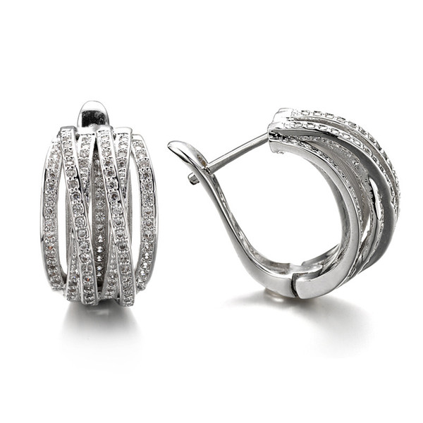 New European and American imitation platinum multi-layer retro earrings inlaid with zircon personality earrings