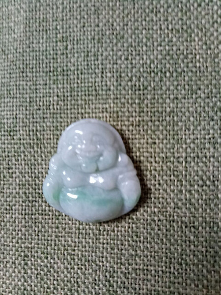 Certified Green Natural Grade A Jade jadeite Carved Happy Buddha God Pendant