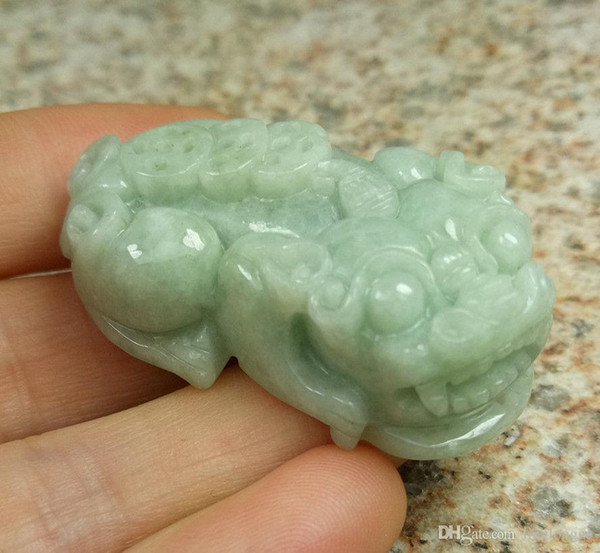 Certified Light Green Natural Grade A Jade jadeite Carved Pi Xiu Coin Pendant