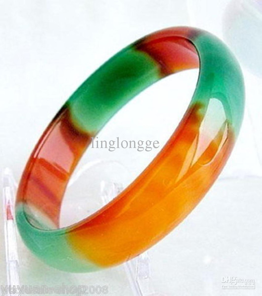 Charming Asian China Red&Green natural agate bracelet bangles in size 68 mm.