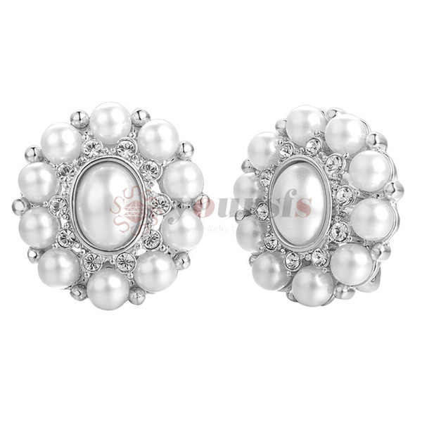 Yoursfs Vintage Pearl and Crystal Clip Earrings for Women 18K White Gold Plated Clip on Earrings