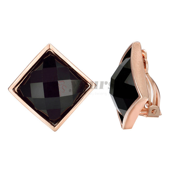 Yoursfs Fashion New Square Clip On Earrings Black colored Square no pierced earrings ear clip for women