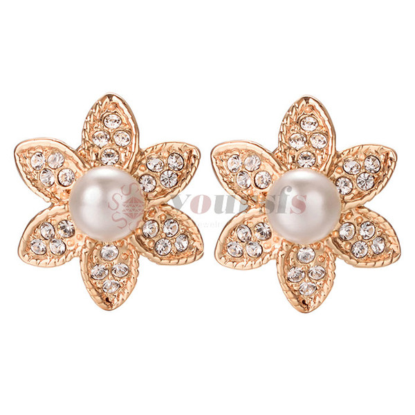 Yoursfs Clip on Pearl Earrings for Women Sparkly CZ Floral Wedding Clip