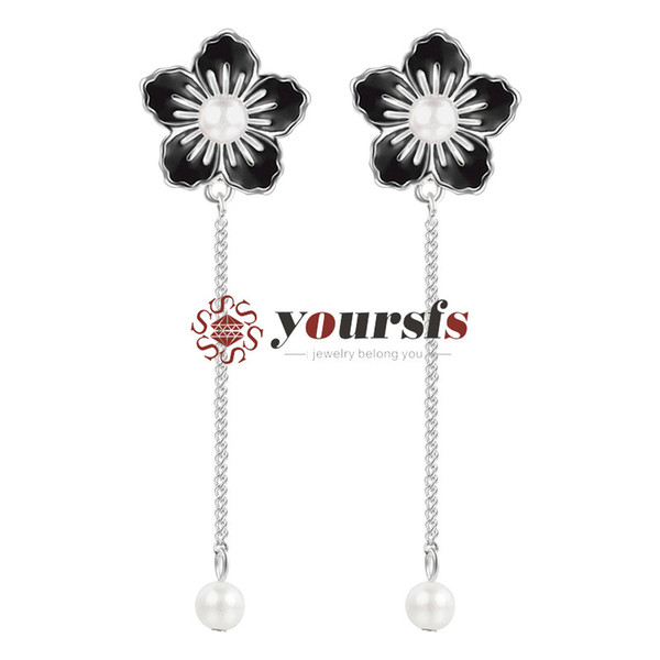 Yoursfs New Fashion Romantic Flowers Ear Clip Japan And South Korea Sweet Long Section Pearl Earrings Jewelry