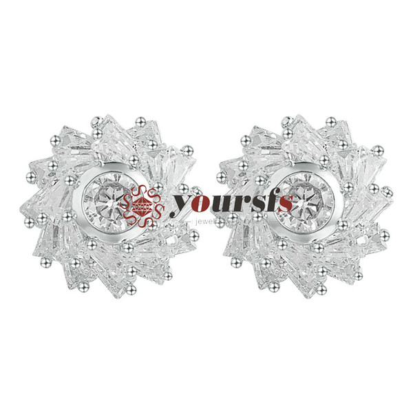 Yoursfs Clip On Earrings for Girl White Clear Crystal Flower Non Pierced Earrings