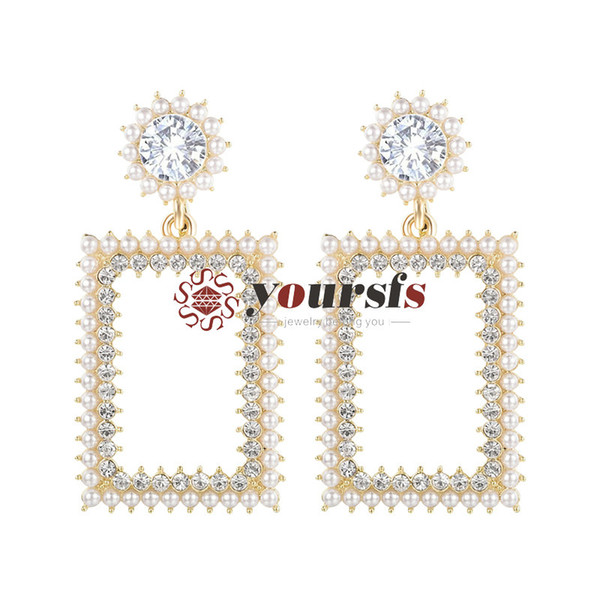 Yoursfs New Fashion Vintage Acrylic Square Imitation pearls Stud Earrings For Women Jewelry Accessories