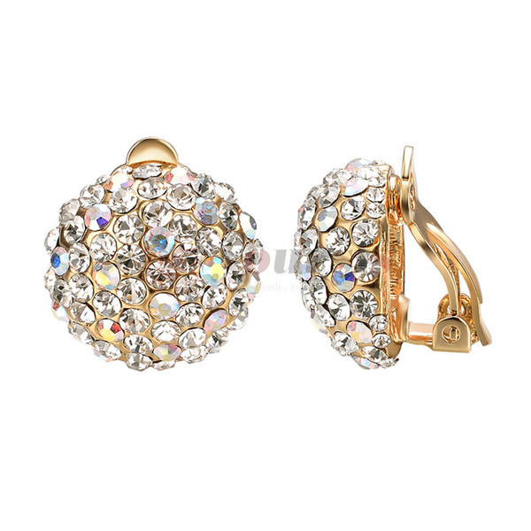 Yoursfs Clip On Earrings with Round Austrian Crystals Rhinestones for Women Girls