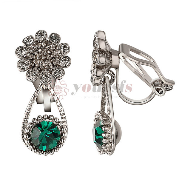 Yoursfs Clip on Earrrings for Women Round Austrian Crystals Fashion Earrings E1049W1