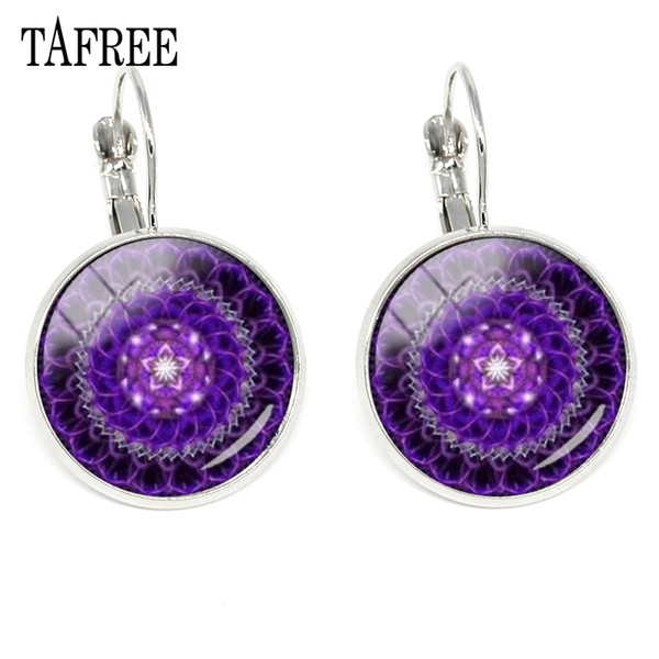 TAFREE Fashion Women Mandala Clip Earrings Indian Henna Yoga Mandala Flower Ear Cuff Sacred Geometry Women Wedding Jewelry HN600