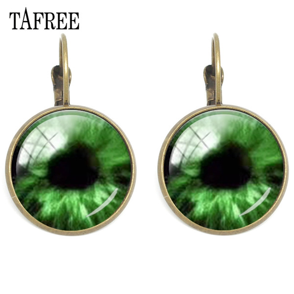 TAFREE Dragon Evil Eye Clip Earrings Attractive New Fashion Cat Eye Earring Men Women Glass Badge Animals Eye Jewelry Gift EY199