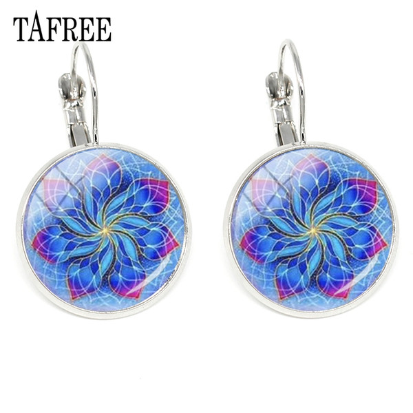 TAFREE 2018 Fashion Henna Mandala Yoga Clip Earrings Indian Mandala Flower Clip On Earrings Trendy For Women Girls Jewelry HN562