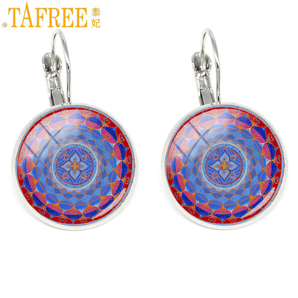 TAFREE Mandala Yoga Om Symbol Earrings Sacred Geometry Buddhism amulet Spiritual jewelry for Women accessories CT336