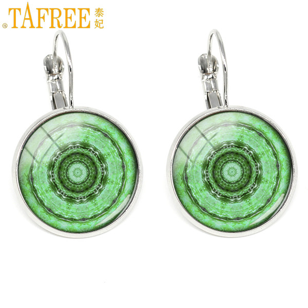 TAFREE 2017 mandala peridot clip on Earrings green hoop jewelry brincos grandes fashion para mulheresWomen accessories C412