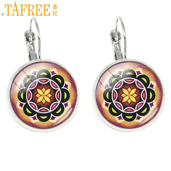 TAFREE 2017 Classic Clip Earrings Mandala Retro Handmade For Women oorbellen ear cuff clip on earrings Jewelry C422