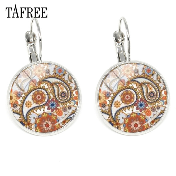 TAFREE Henna Mandala Clip Earrings Fashion Attractive Buddhism Zen Earring Colorful Mandala Flower Men Women Yoga Jewelry HN206