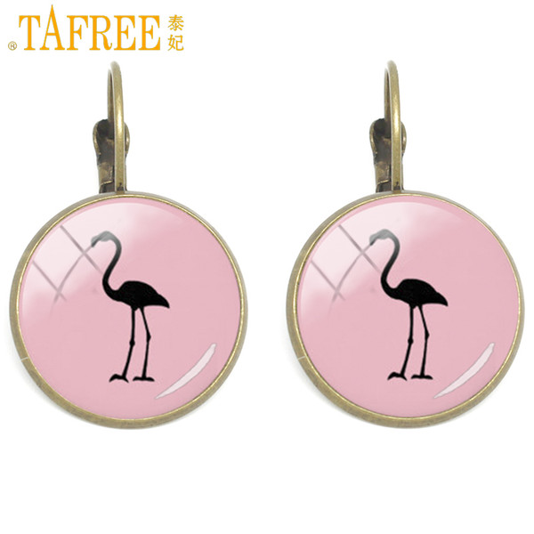 TAFREE Black Flamingo Clip on Earrings a cool gift for women refreshing summer on a pink background a pair earring jewelry H538