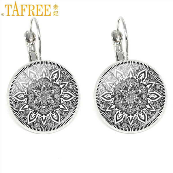 TAFREE Christ Jesus Cross Clip Earrings Mandala Yoga ear cuff Sacred Geometry Buddhism amulet Spiritual Buddhist Jewelry CT355