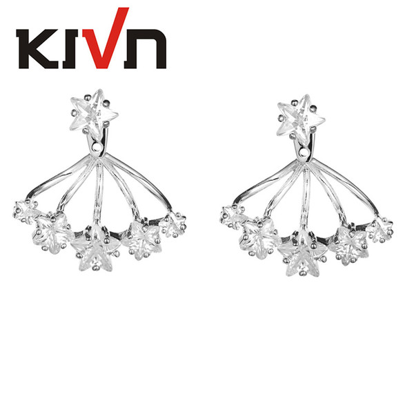 KIVN Jewelry Pentagram Stars Prong Setting CZ Cubic zirconia Earring Ear Jackets for women Mothers Day Birthday Christmas Gifts