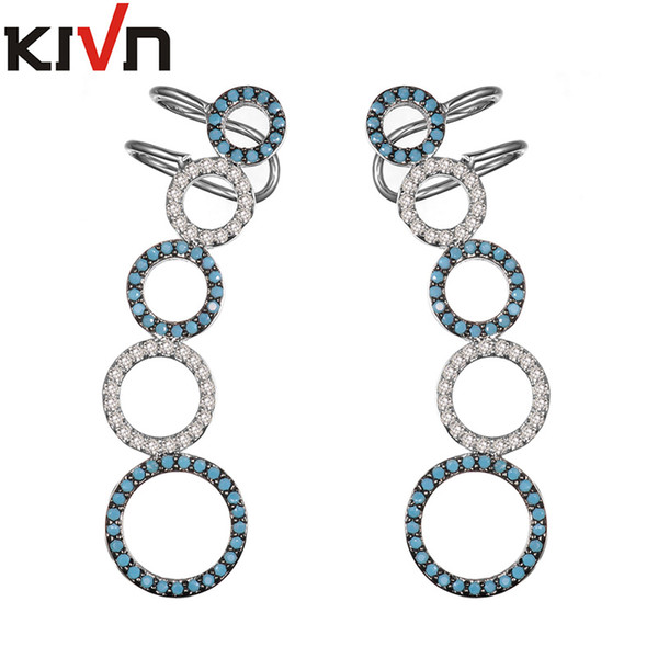 KIVN Fashion Jewelry Stylish CZ Cubic Zirconia Womens Girls Bridal Wedding Ear Cuff Crawler Climber Circle Earrings Earrings Birthday Gifts