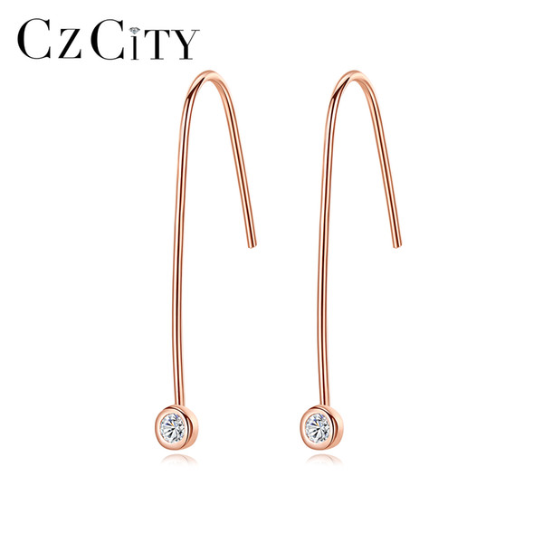 PAG&MAG Brand Fashion Petite Rose Gold Color Dangle Earrings For Women Genuine 925 Sterling Silver Drop Earrings Jewelry Gifts