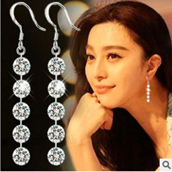 Female fashion exquisite jewelry pendant earrings sparkling earrings are long on a Korean version of 5 diamond earring