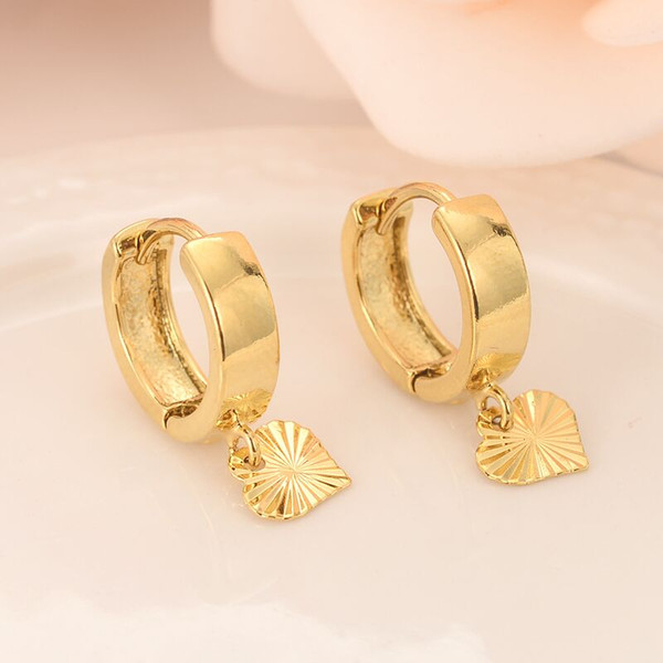 18 k Solid Gold GF Heart drop Earrings Women/Girl,Love Trendy fashion Jewelry for Europe Eastern kids children best gift