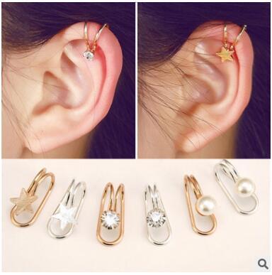 Cheapest no hole simple star moon flowers love pearl shaped ear clip-on earrings screw back many styles can choose