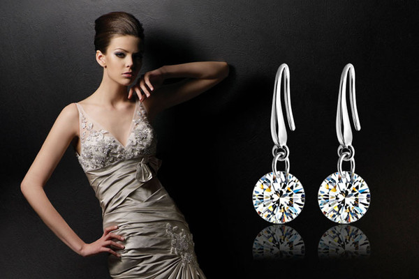 Top Selling Luxury Earring 925 Sterling silver with Inlay Zircon Fashion Ladies Wedding Earring Free Shipping Wholesale