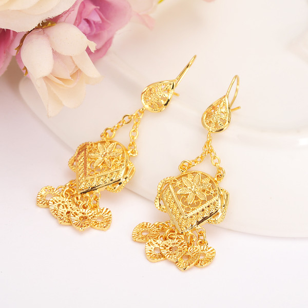 Dubai Gold Color Plus Big Size Wedding Tassel Earring for Ethiopian/Arab/Inidan/Nigerian Women girls Party bridal Jewelry gift