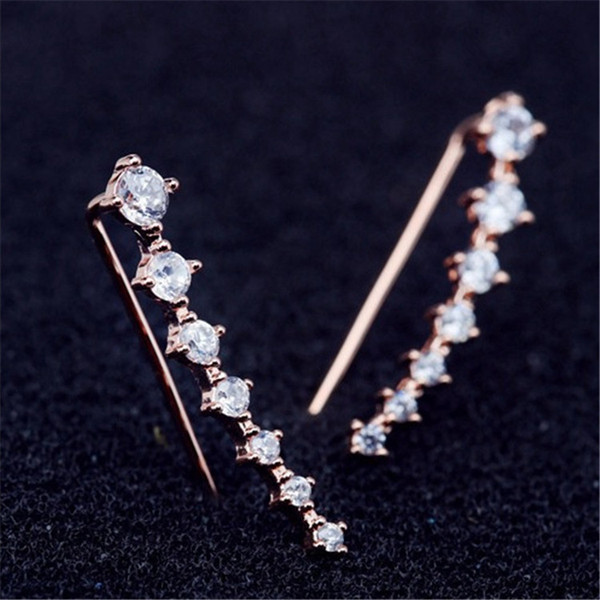 Rhinestone Crystal Seven stars Trendy Jewelry Beautifully Ear row Accessories line type Earrings for women 2018 New