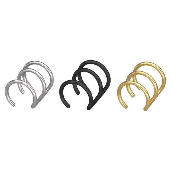 Wholesale (TE-0083) 316L Titanium steel NO Earhole Spring Auricle Clip Earrings For Men Women Jewelry Gold / Black / White