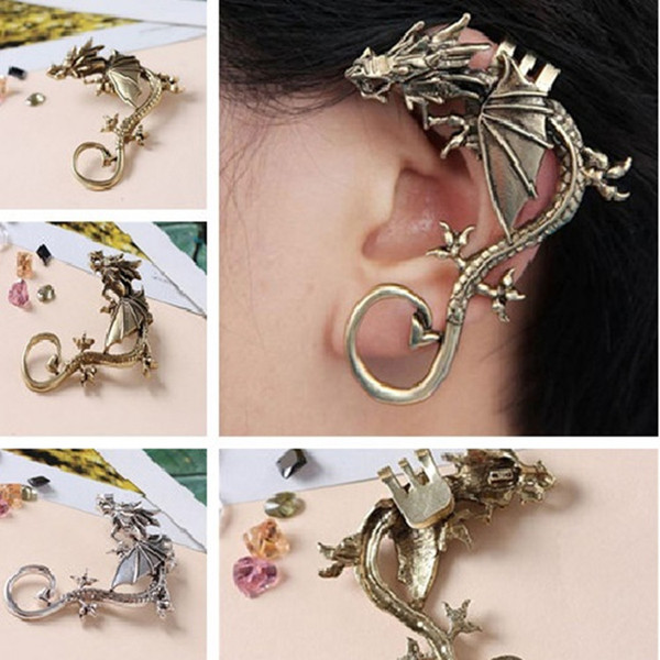 Punk Dragon Shaped Earrings Clip Alloy Dragon Ear Cuff Clip On Earrings Game Of Thrones Jewelry CC544