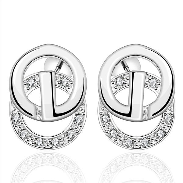 brand new Double circle sterling silver plated jewelry Necklace for women DN399,popular white gemstone 925 silver earrings