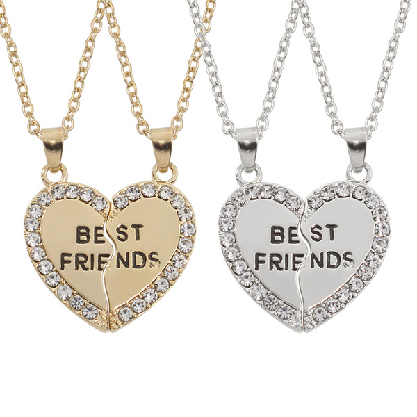 Crystal Heart Pendant Necklace Best Friend Letter Necklace Wholesale Jewelery Best Gift Friend Alphabet Jewelry