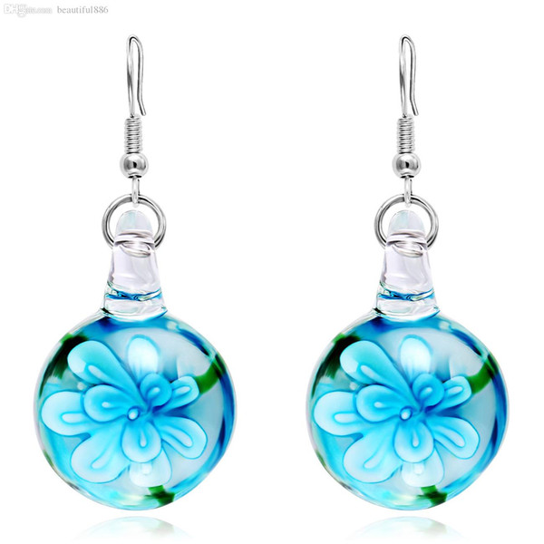 2018 Earings Round Hot Style Circular Glass Pendant Exports Europe And The New Fashion Earrings With Fluorescence