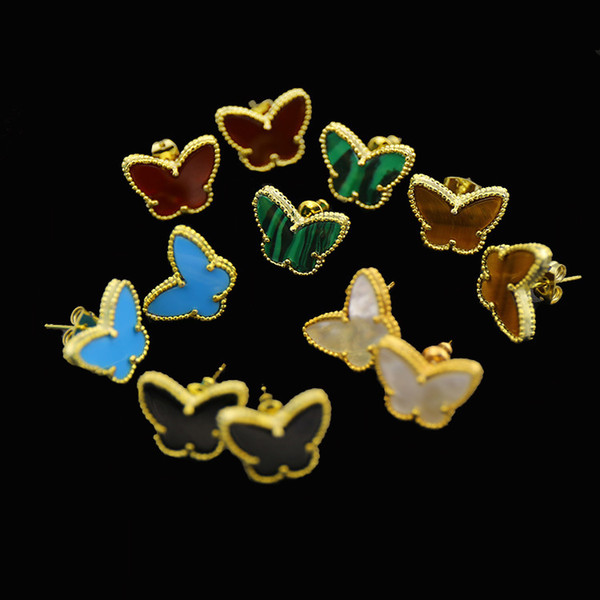 Fashion gold plated Cartilage Ear Cuff Clip-On Earrings Black white red green colorful butterfly earring Women's trade Clip Earrings