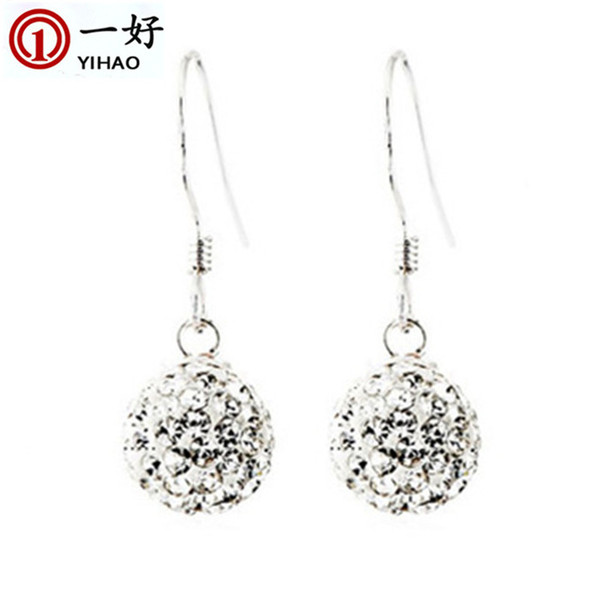 925 Sterling Silver Earrings Korean Crystal Earrings Korean Silver Jewelry New retro fashion diamond earrings