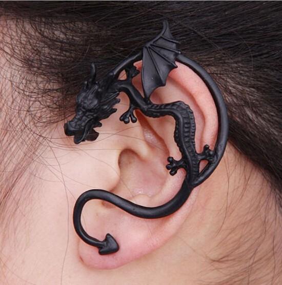 Personality!Vintage Silver E163 12 Pieces Gothic Ear Cuff Fairy Dragon Ear Stud Retro Ear bones clip Punk Style Earring Dropshipping