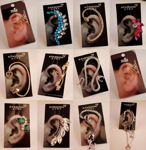 10Pairs/Lot Crystal Earrings Ear Cuff For Craft Jewelry Earring Gift Mix colors EA015* Free Shipping