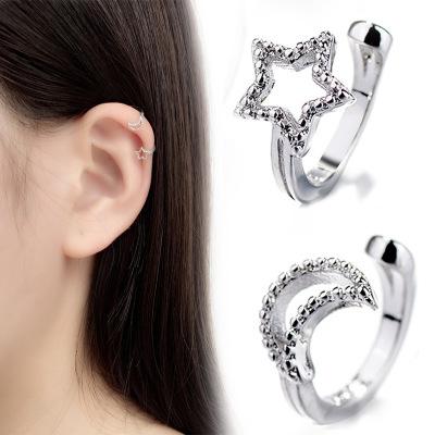 Hollow Star Moon Ear Clip Art Cute Fresh Star Moon Ear Bone Clip No Pierced Female Wild Jewelry