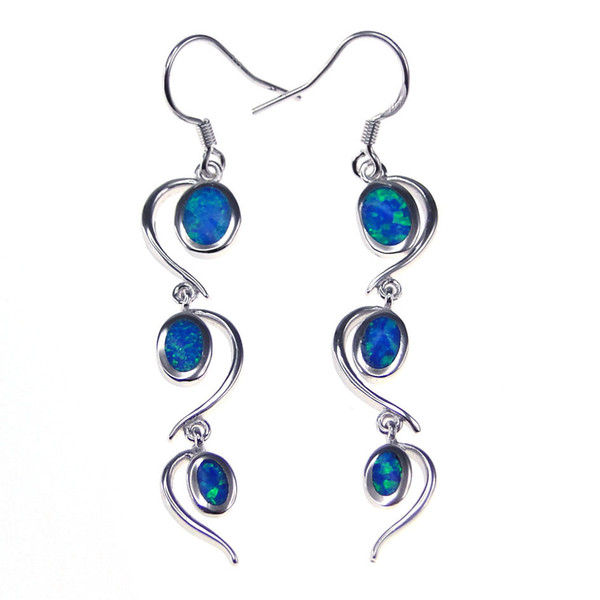 Fashion jewelry 925 silver stud Earrings Blue Opal rhodium plating Social gatherings elegant gifts DR030596E-K5-5.6g Free Shipping