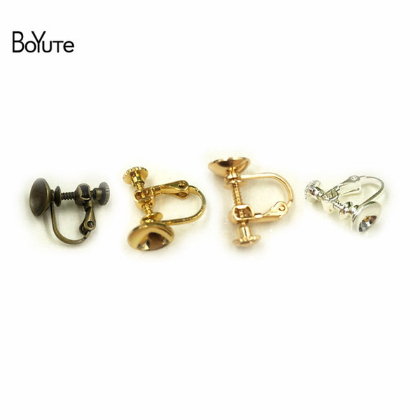 clip BoYuTe 20Pcs 5 Colors Clip without Piercing Metal Brass Screw Earrings with 8MM Base Diy Jewelry Accessories