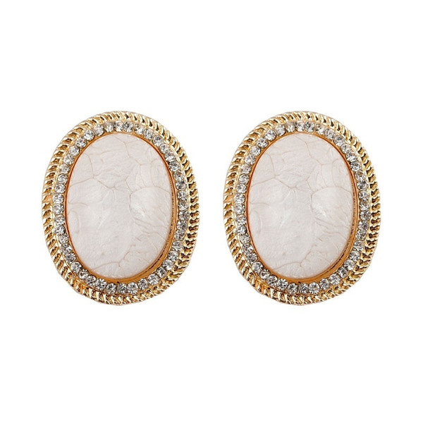 Charm Earrings Luxury Gold-plated oval Crystal Ear Clip Earrings Women's earring